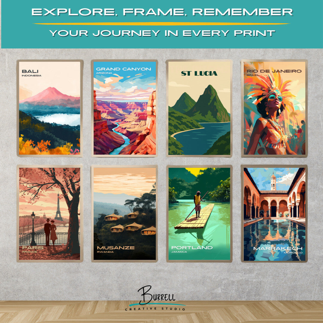 Soufrière St Lucia The Pitons Travel Poster & Wall Art Poster Print