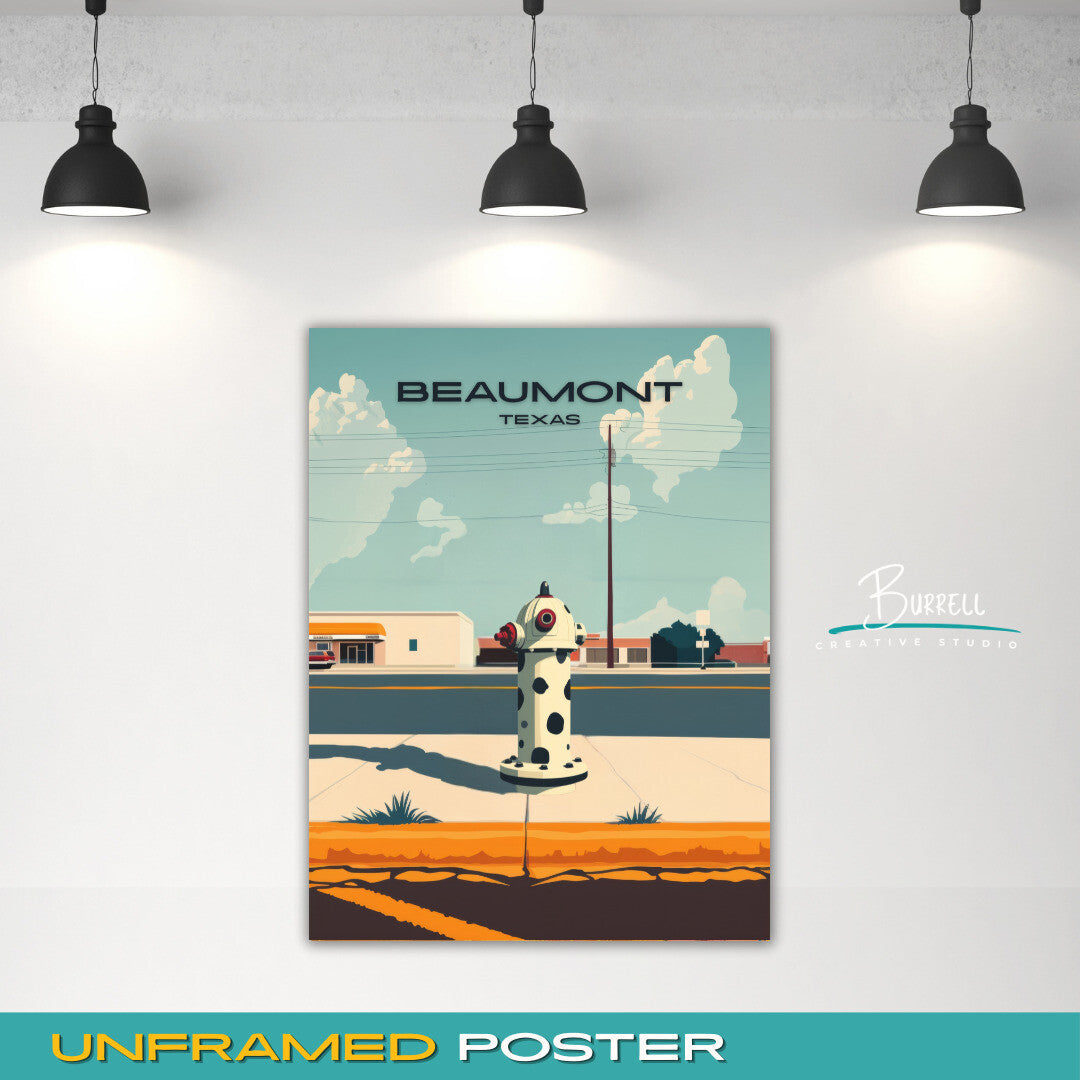 Beaumont Texas Unique Fire Hydrants Travel Poster & Wall Art Poster Print