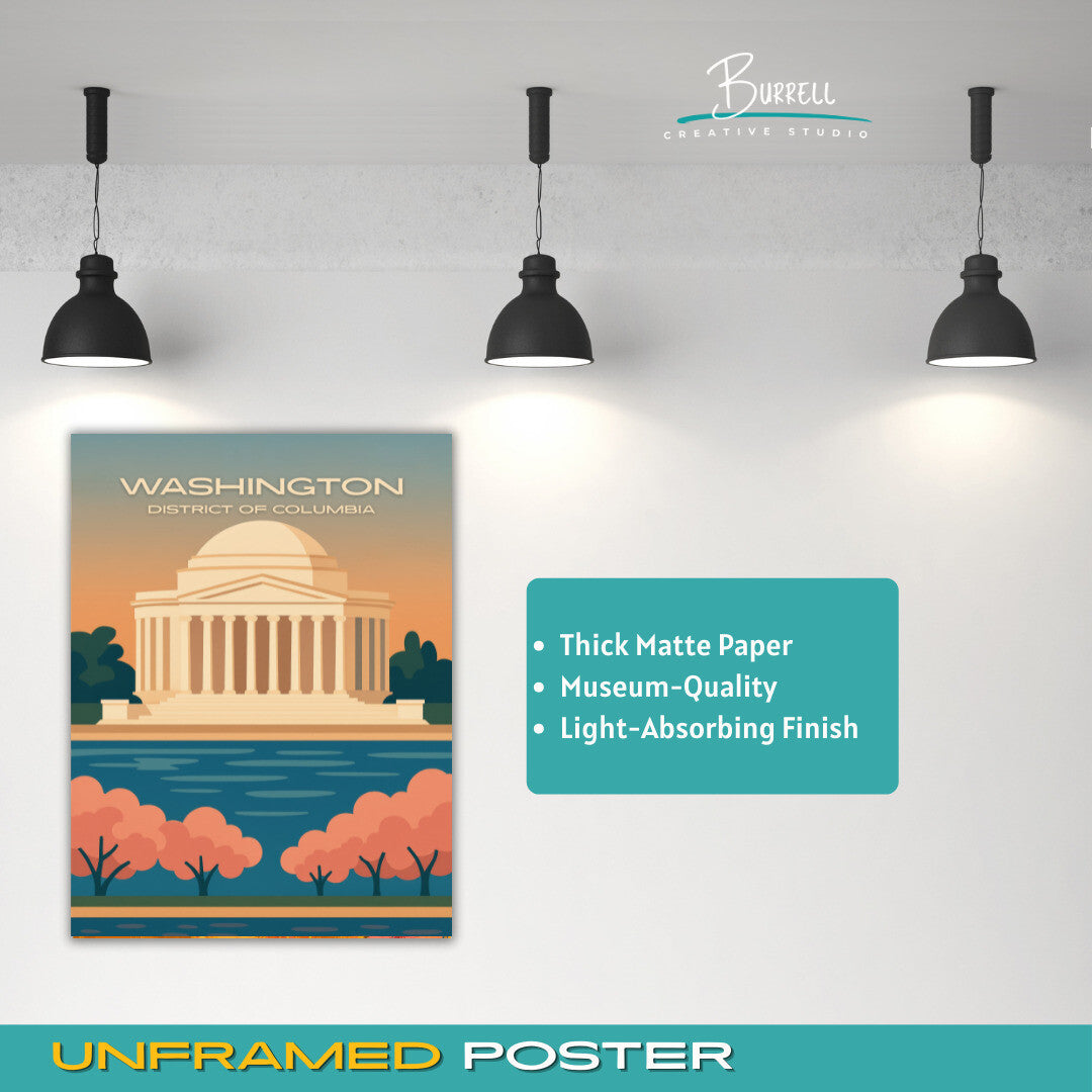 Washington District Of Columbia Jefferson Memorial Travel Poster & Wall Art Poster Print