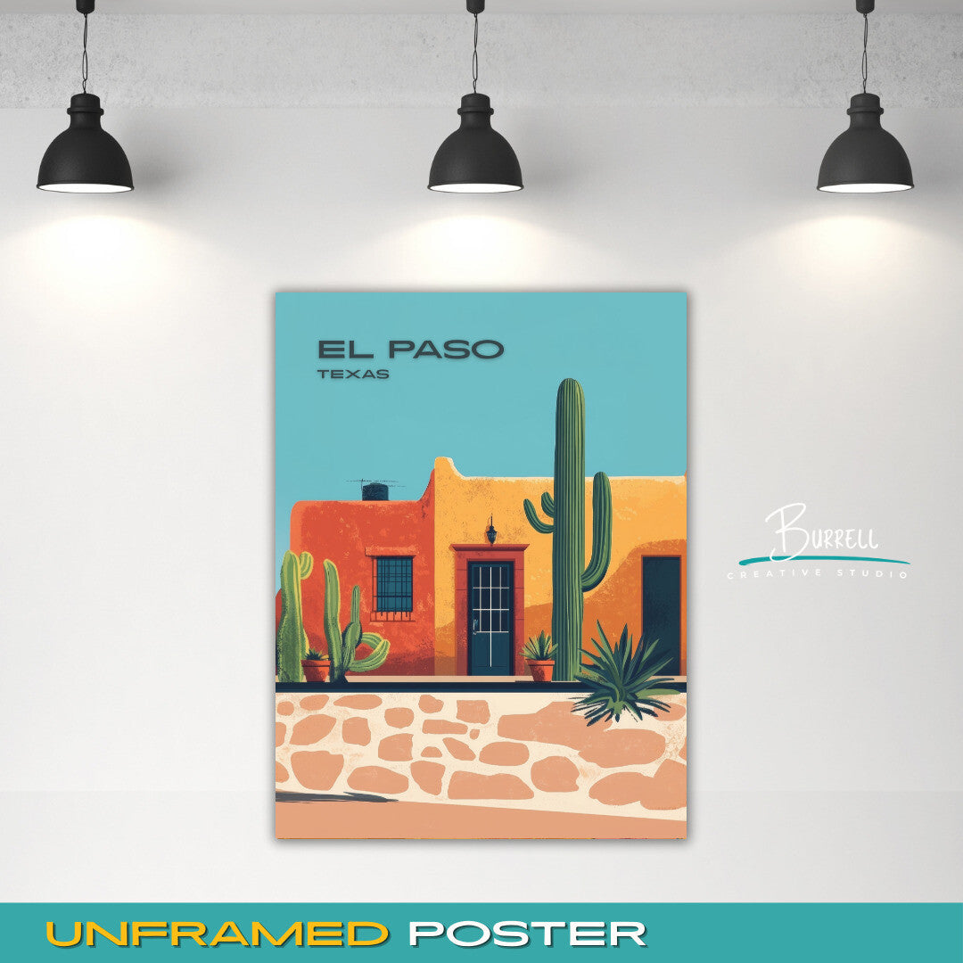 El Paso Texas Cultural Charm Travel Poster & Wall Art Poster Print