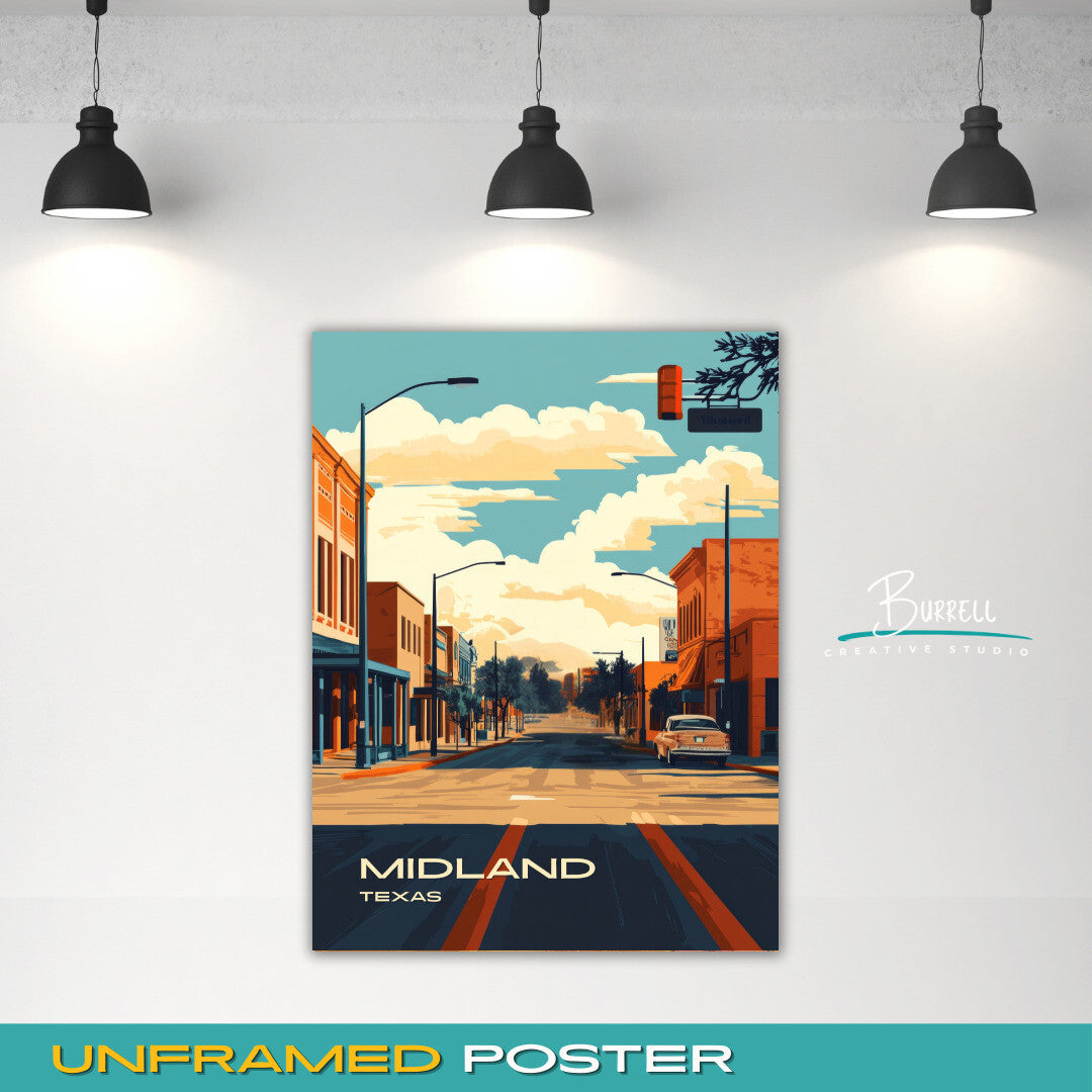 Midland Texas City Life Travel Poster & Wall Art Poster Print