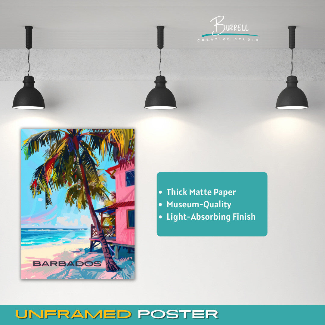 Bridgetown Barbados Beach Life Travel Poster & Wall Art Poster Print