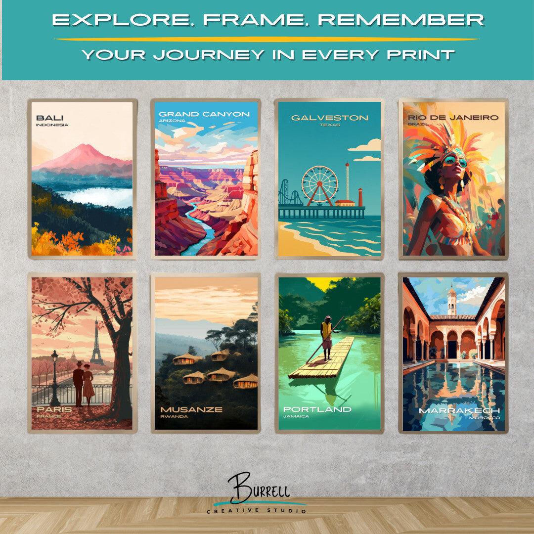 Galveston Texas Pleasure Pier Travel Poster & Wall Art Poster Print