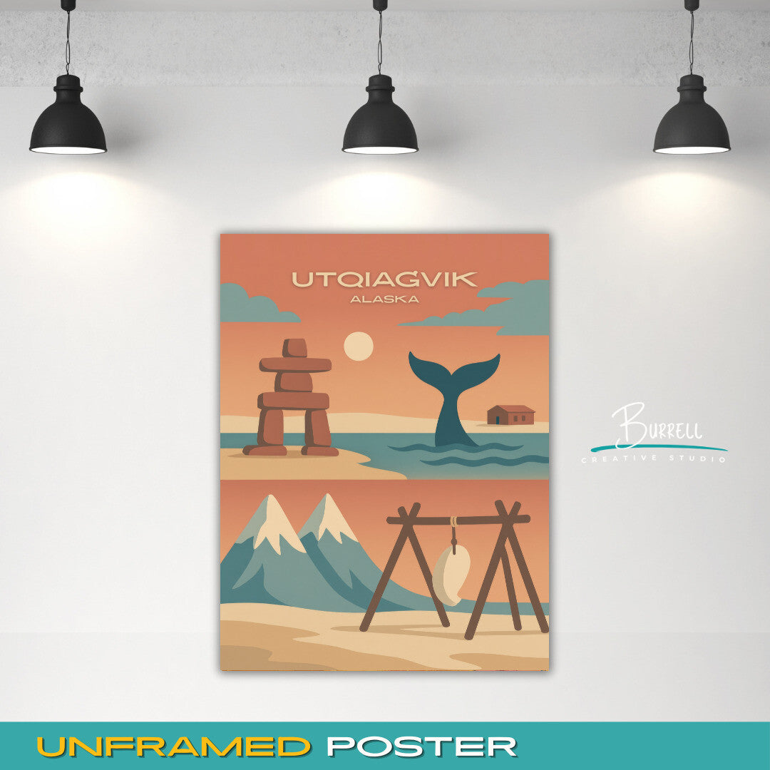 Utqiaġvik Alaska Unique Attractions Travel Poster & Wall Art Poster Print