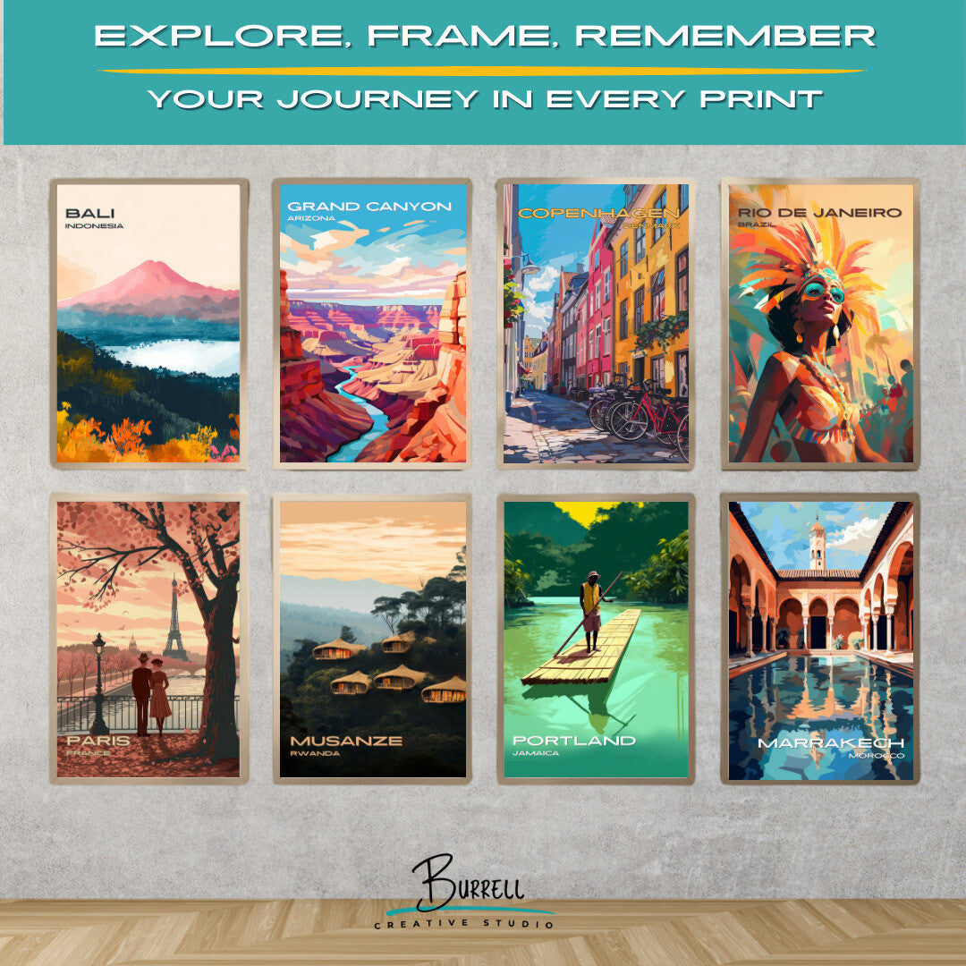 Copenhagen Denmark Bike Culture Travel Poster & Wall Art Poster Print