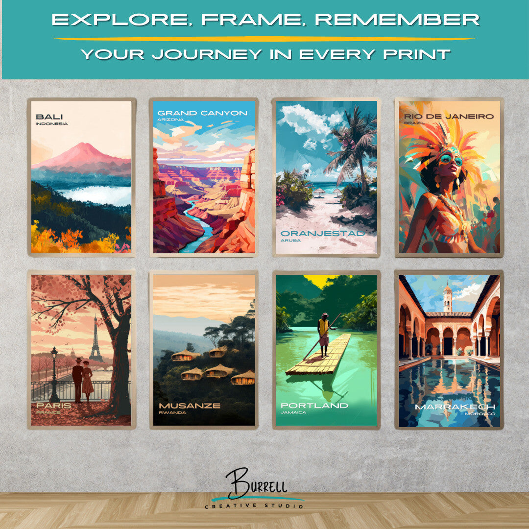 Oranjestad Aruba Beach View Travel Poster & Wall Art Poster Print