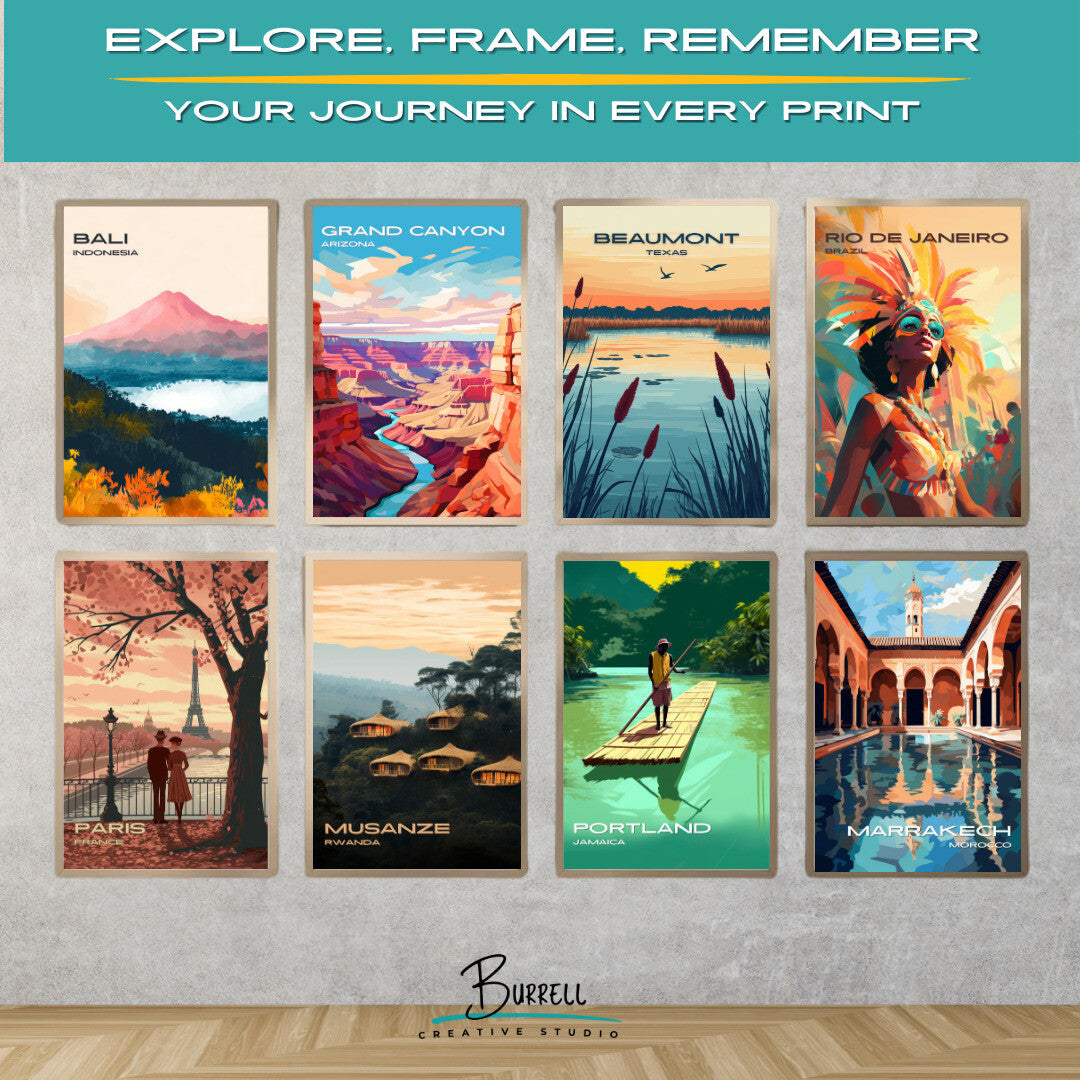 Beaumont Texas Cattail Marsh Sunset Travel Poster & Wall Art Poster Print