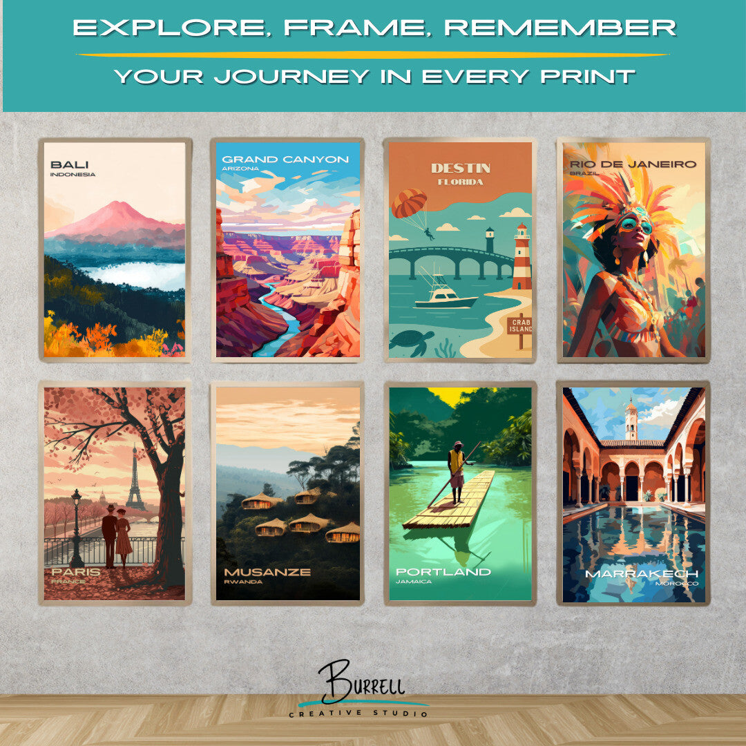 Destin Florida Unique Attractions Travel Poster & Wall Art Poster Print