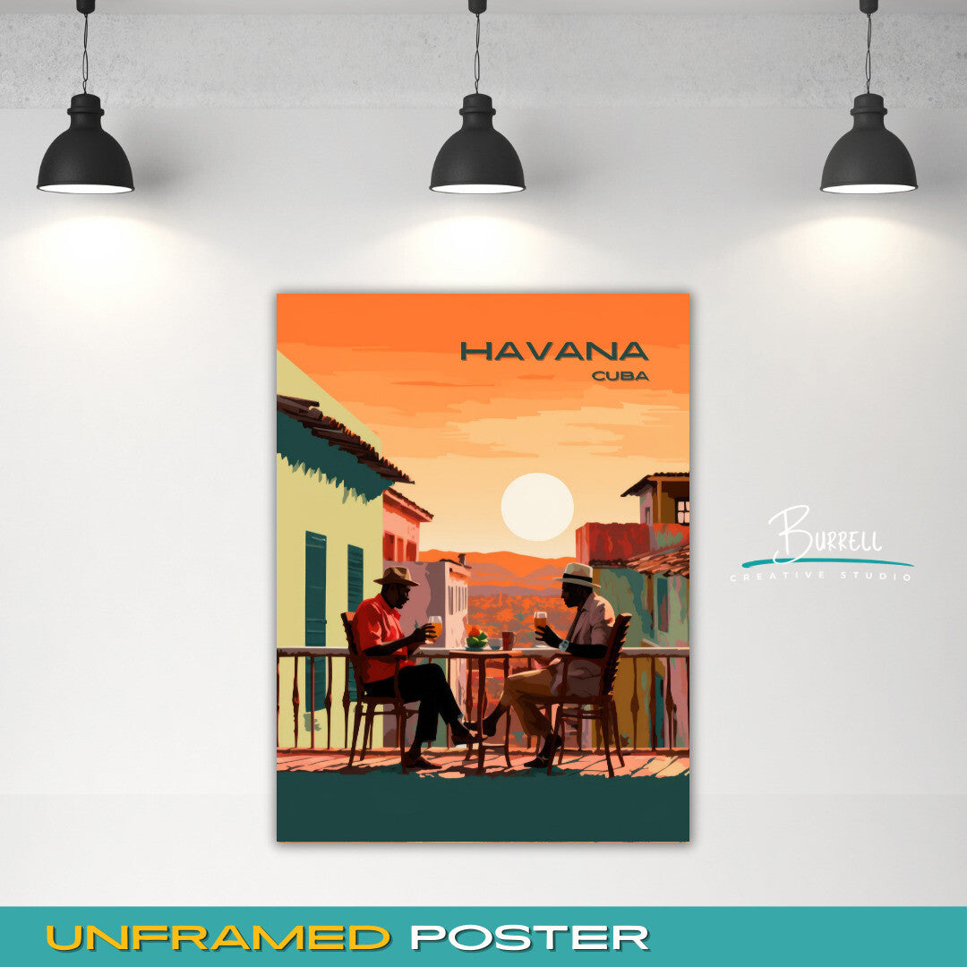 Havana Cuba Serene Sunset Travel Poster & Wall Art Poster Print