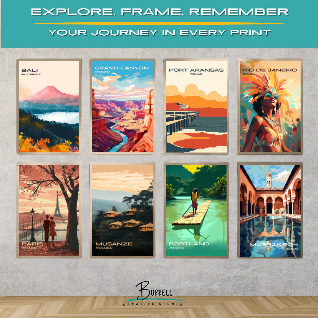 Port Aransas Texas Bird Watching Travel Poster & Wall Art Poster Print