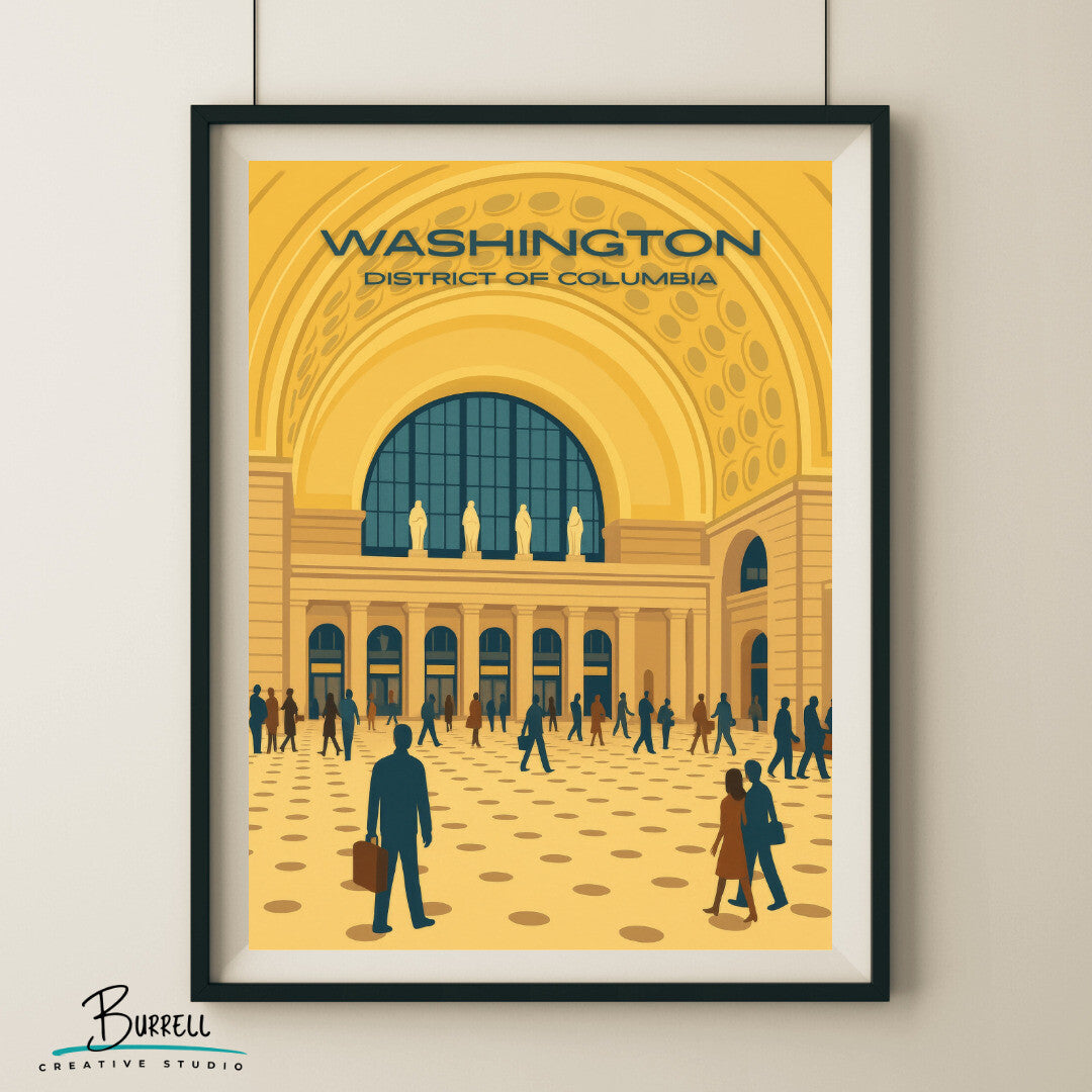 Washington District Of Columbia Union Station Travel Poster & Wall Art Poster Print