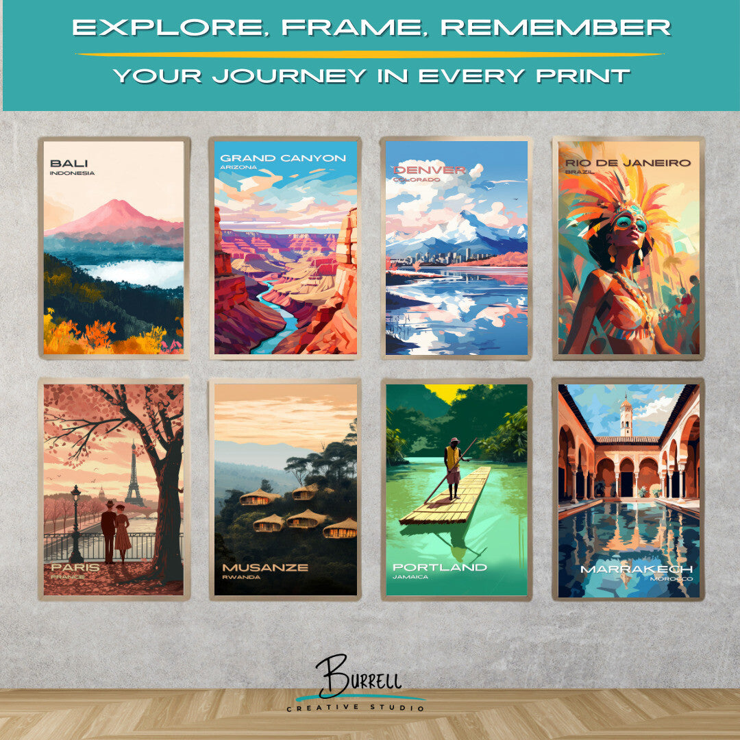 Denver Colorado Rocky Mountains And Skyline Travel Poster & Wall Art Poster Print