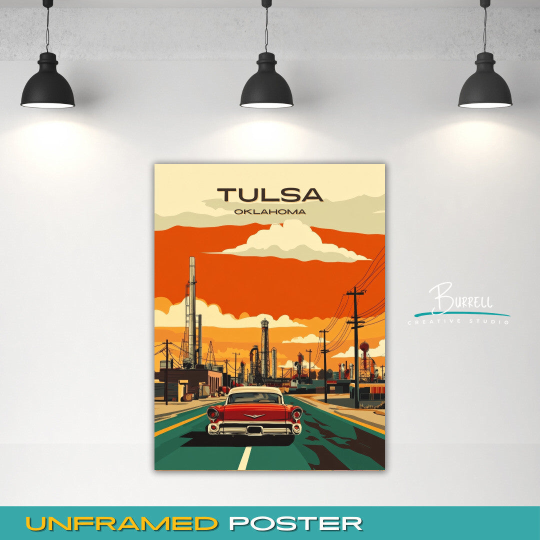 Tulsa Oklahoma Oil Culture Travel Poster & Wall Art Poster Print