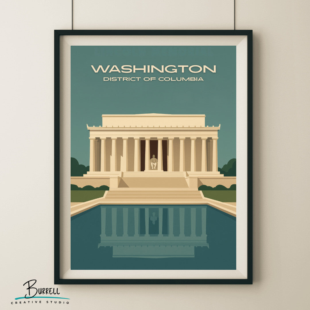 Washington District Of Columbia Lincoln Memorial Travel Poster & Wall Art Poster Print