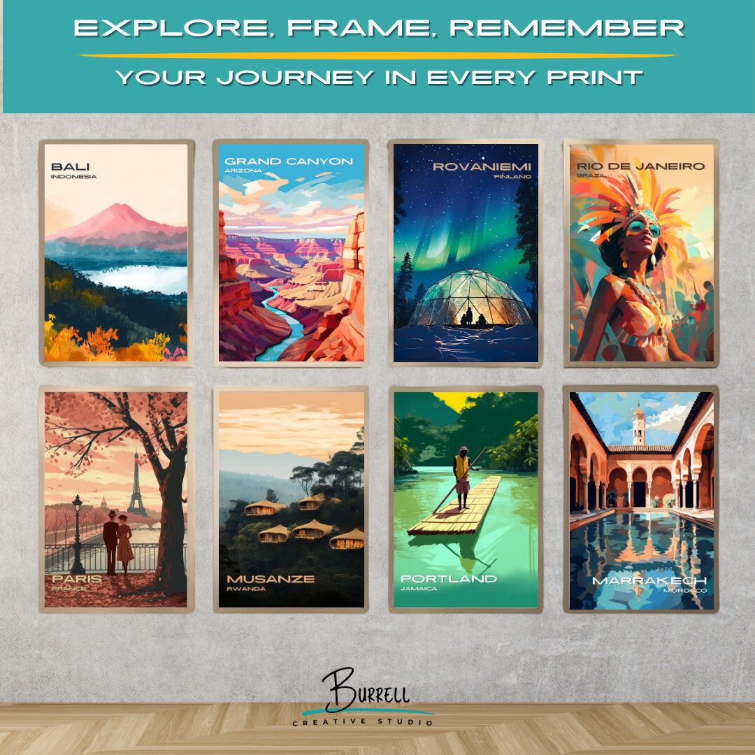 Rovaniemi Finland Northern Lights Travel Poster & Wall Art Poster Print