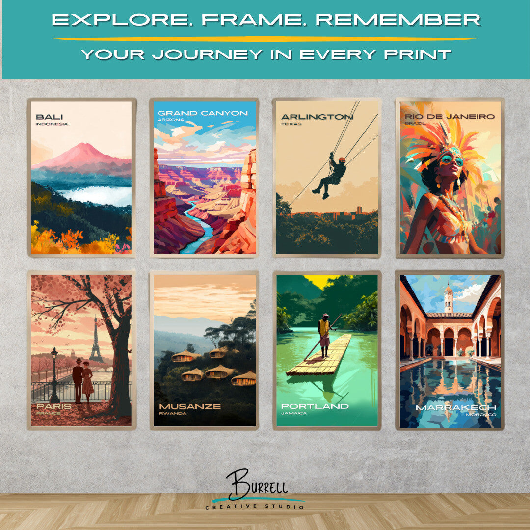 Arlington Texas Zip lining Travel Poster & Wall Art Poster Print