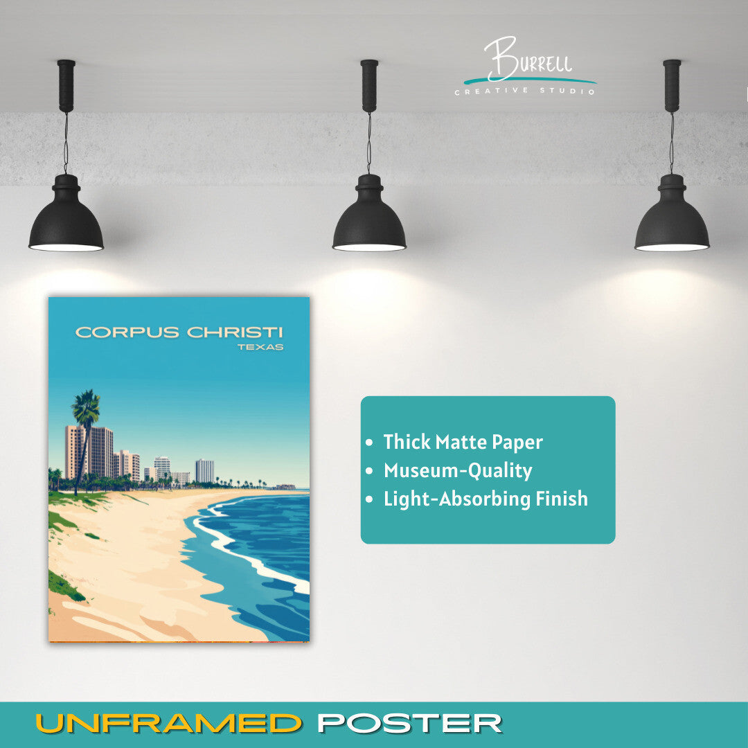 Corpus Cristi Texas Coastal View Travel Poster & Wall Art Poster Print