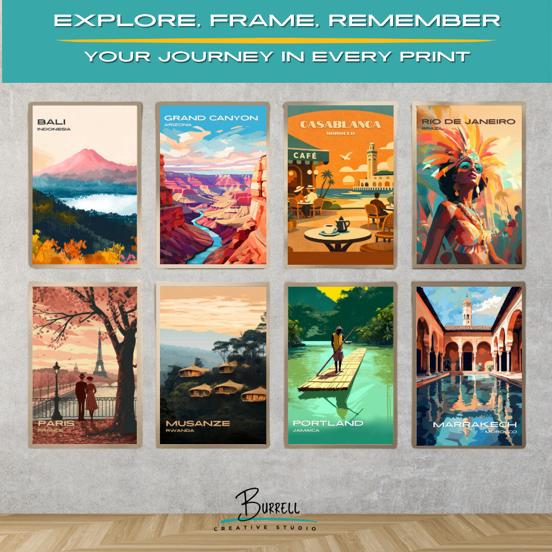 Casablanca Morocco Coastal View Travel Poster & Wall Art Poster Print