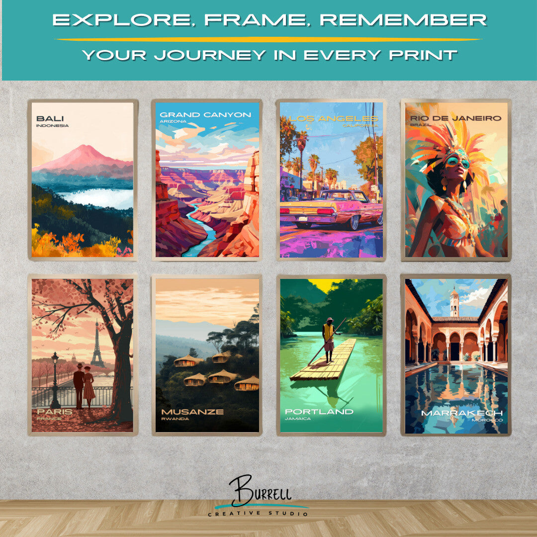 Los Angeles California Antique Car Travel Poster & Wall Art Poster Print