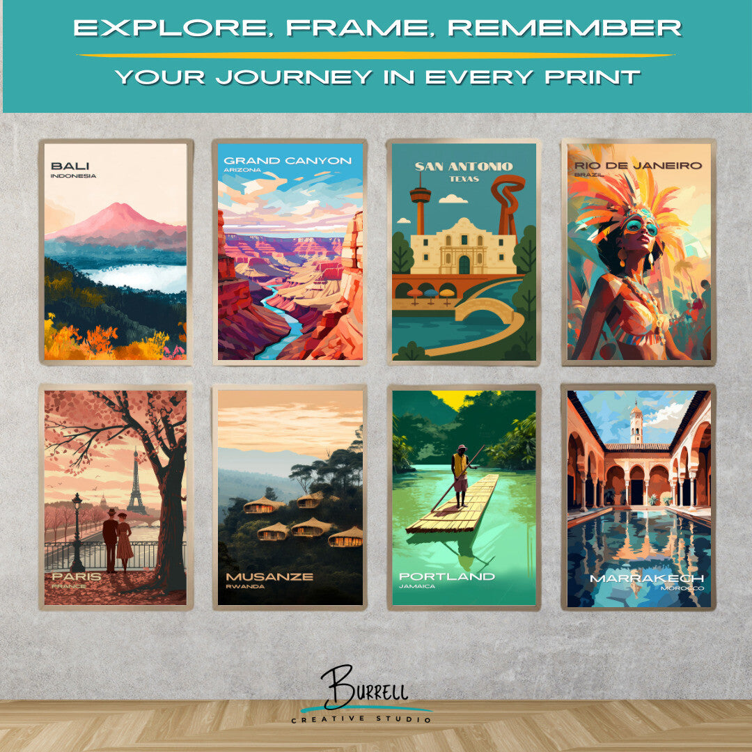 San Antonio Texas Unique Attractions Travel Poster & Wall Art Poster Print