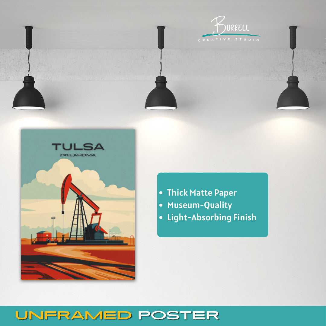 Tulsa Oklahoma Oil Drilling Travel Poster & Wall Art Poster Print