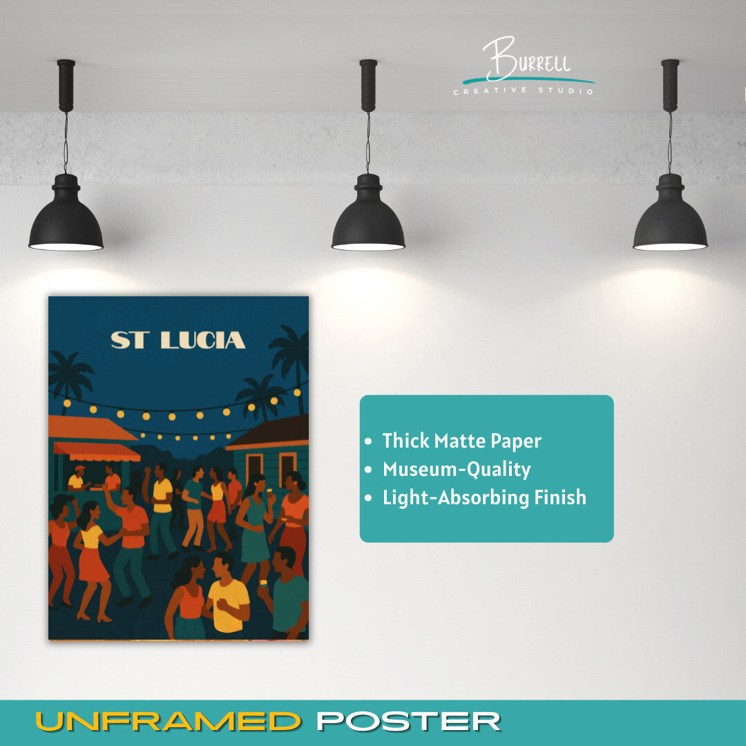 Gros Islet St Lucia Friday Night Street Party Travel Poster & Wall Art Poster Print