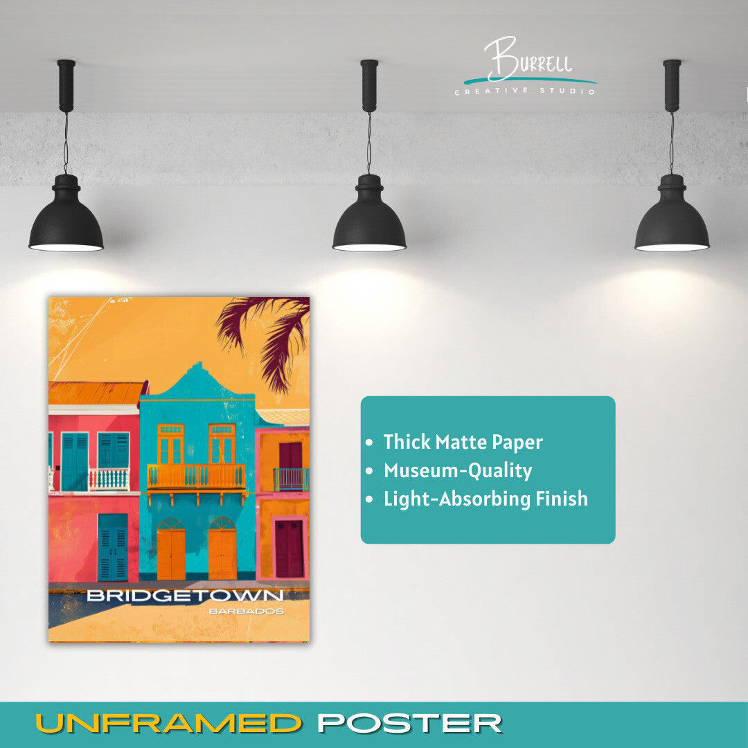 Bridgetown Barbados Architecture Travel Poster & Wall Art Poster Print