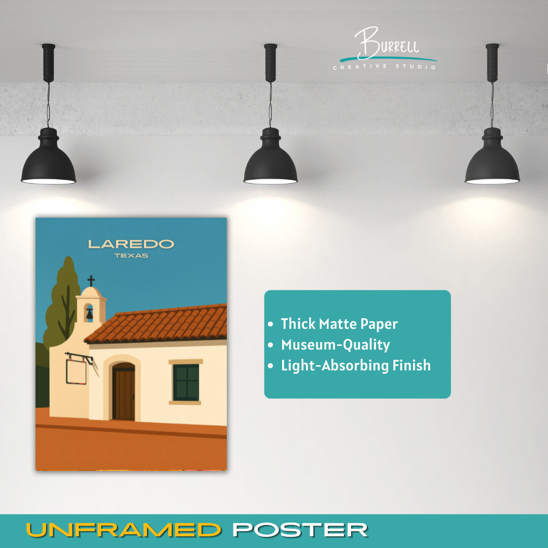 Laredo Texas Old Town Feel Travel Poster & Wall Art Poster Print