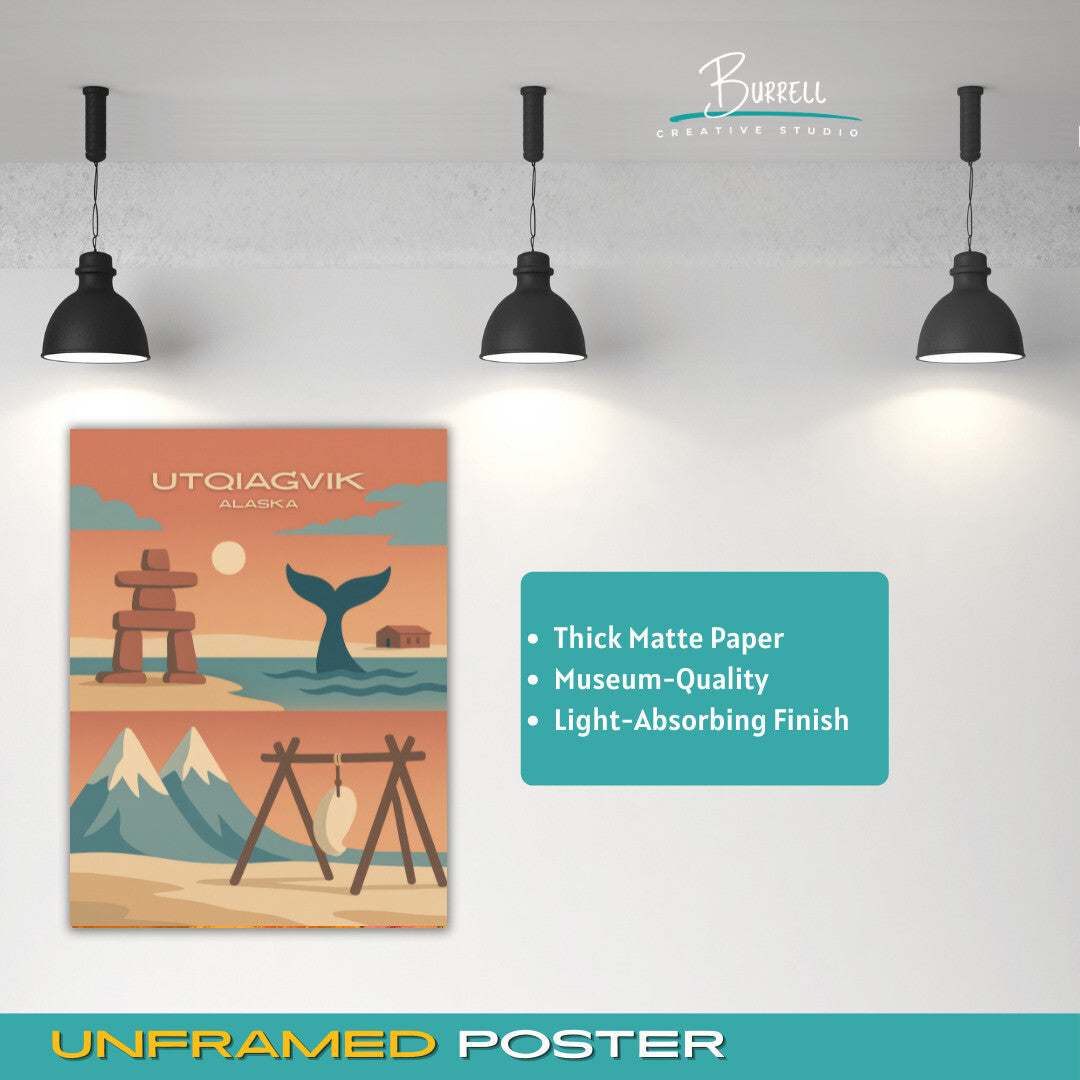 Utqiaġvik Alaska Unique Attractions Travel Poster & Wall Art Poster Print