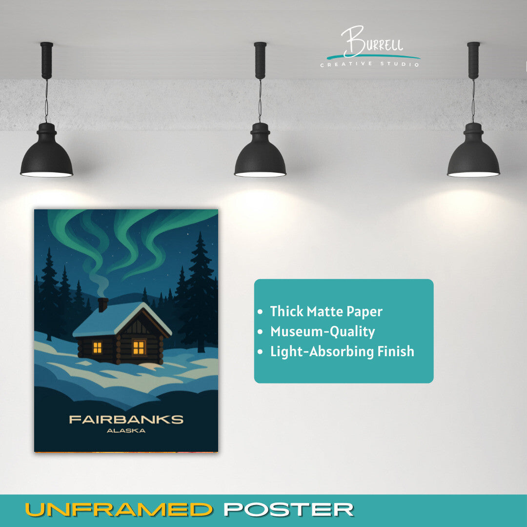 Fairbanks Alaska Winter Scenery Travel Poster & Wall Art Poster Print
