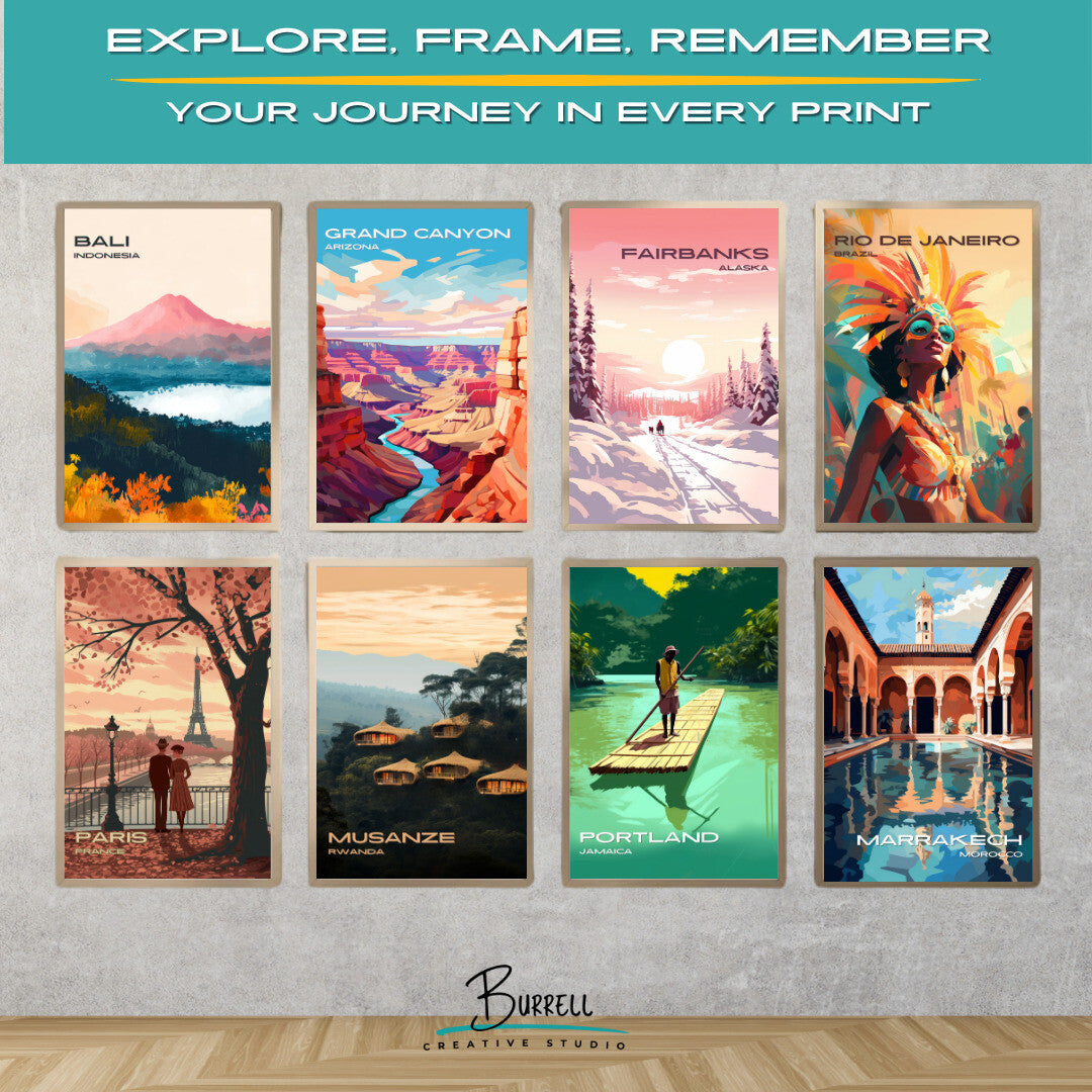 Fairbanks Alaska Sunset Travel Poster & Wall Art Poster Print