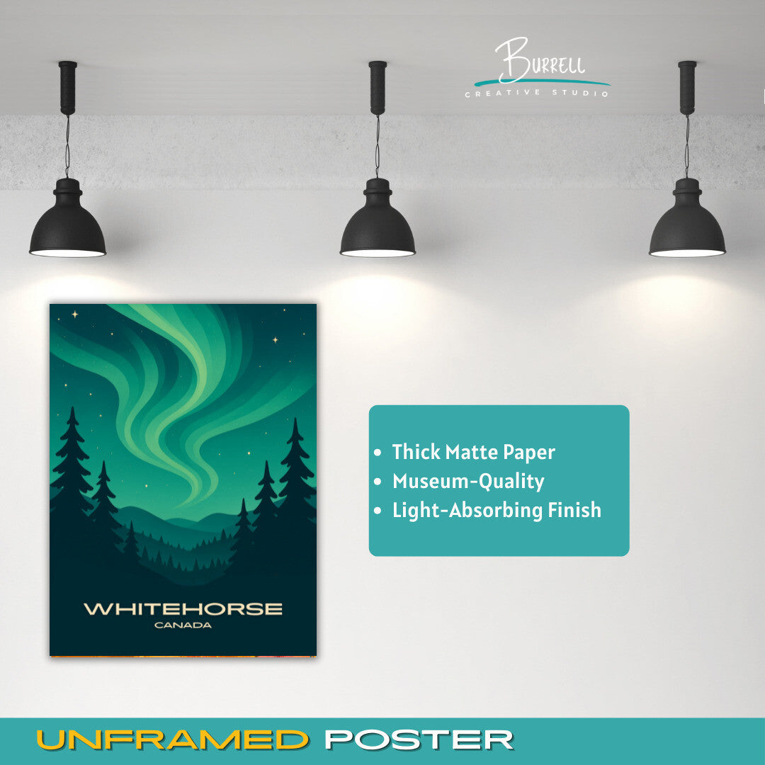Whitehorse Canada Northern Lights Travel Poster & Wall Art Poster Print