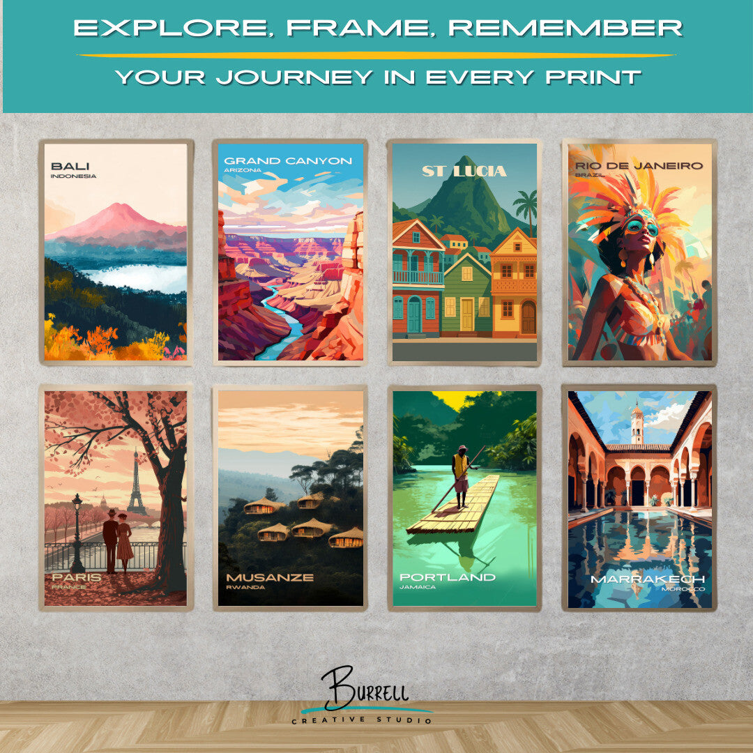 Soufrière St Lucia Architecture Travel Poster & Wall Art Poster Print