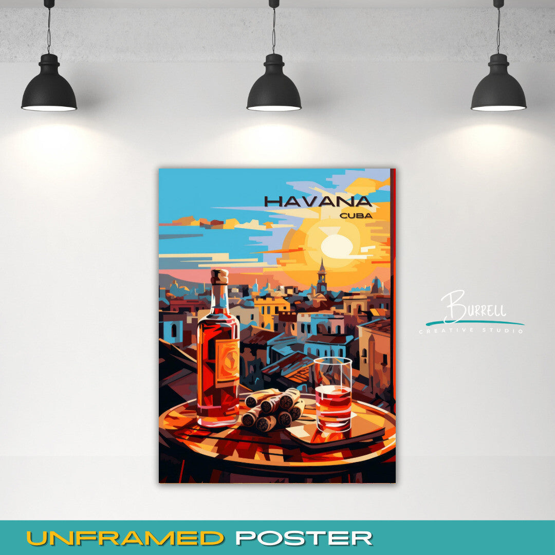 Havana Cuba Rum And Cigars Travel Poster & Wall Art Poster Print