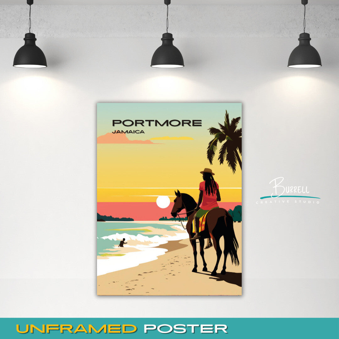 Portmore Jamaica Hellshire Beach Travel Poster & Wall Art Poster Print