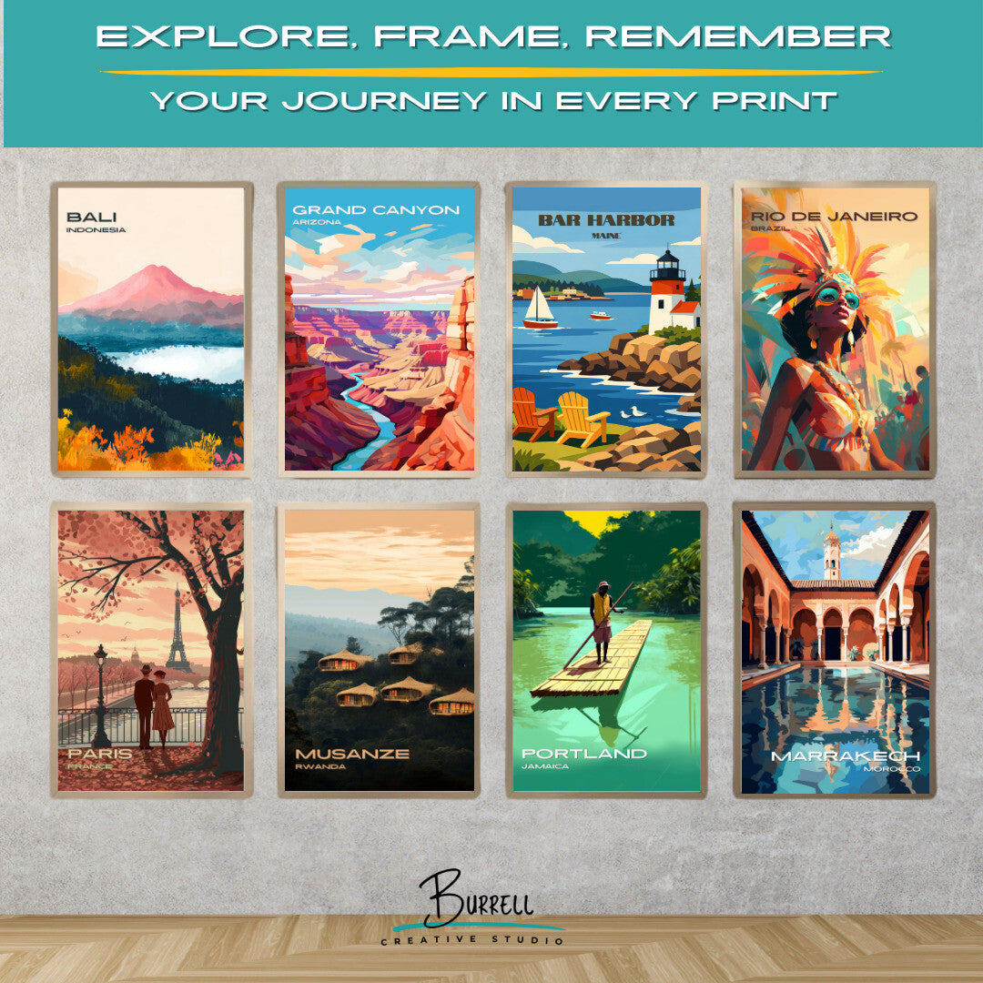 Bar Harbor Maine Scenic View Travel Poster & Wall Art Poster Print