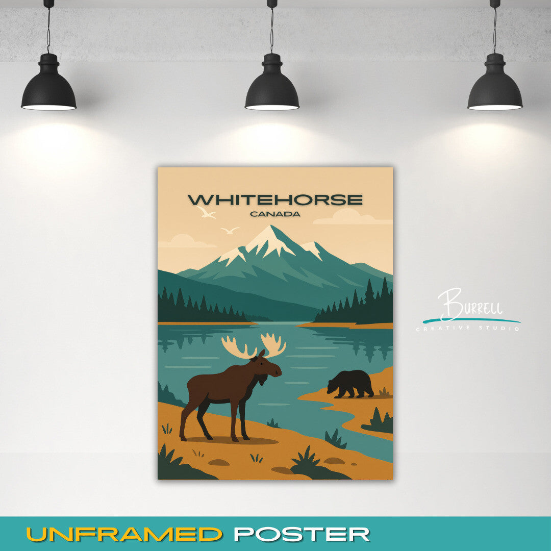 Whitehorse Canada Wildlife Travel Poster & Wall Art Poster Print