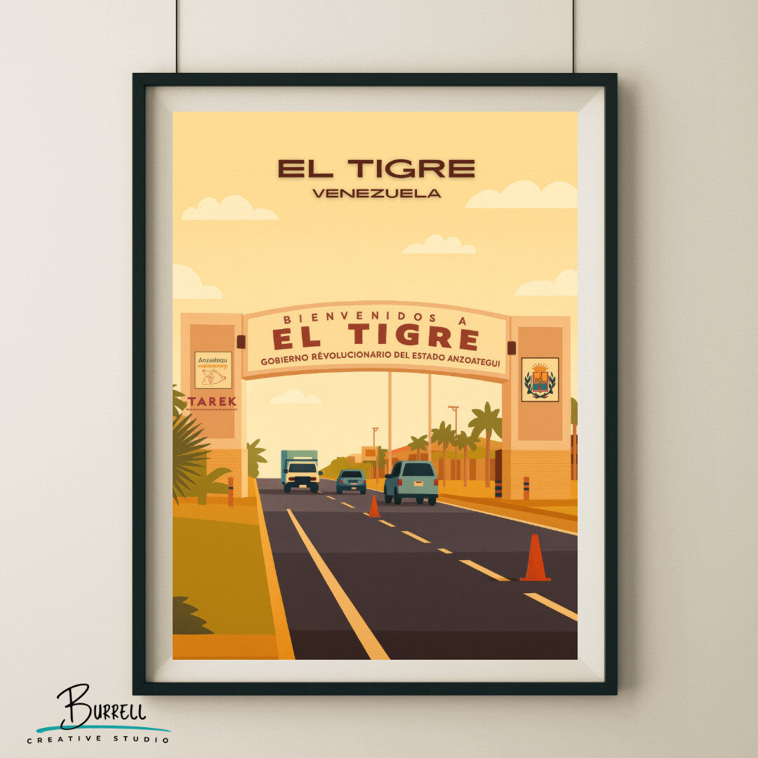 El Tigre Venezuela Entrance Arch Travel Poster & Wall Art Poster Print