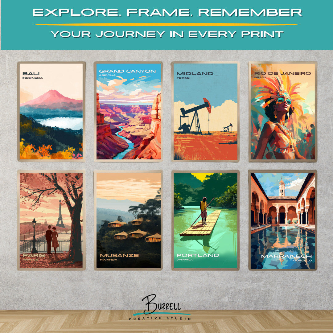 Midland Texas Oil Drilling Travel Poster & Wall Art Poster Print
