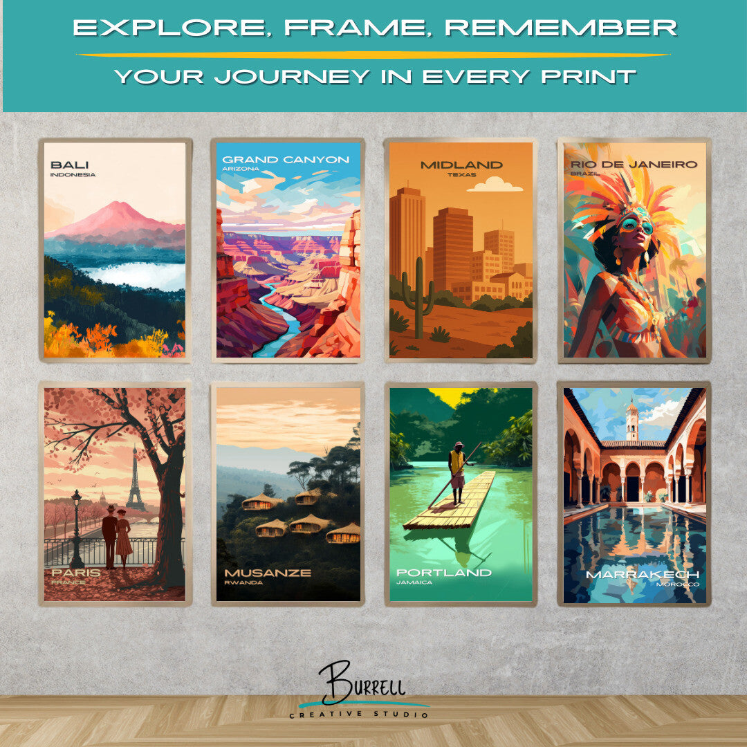 Midland Texas Skyline Travel Poster & Wall Art Poster Print