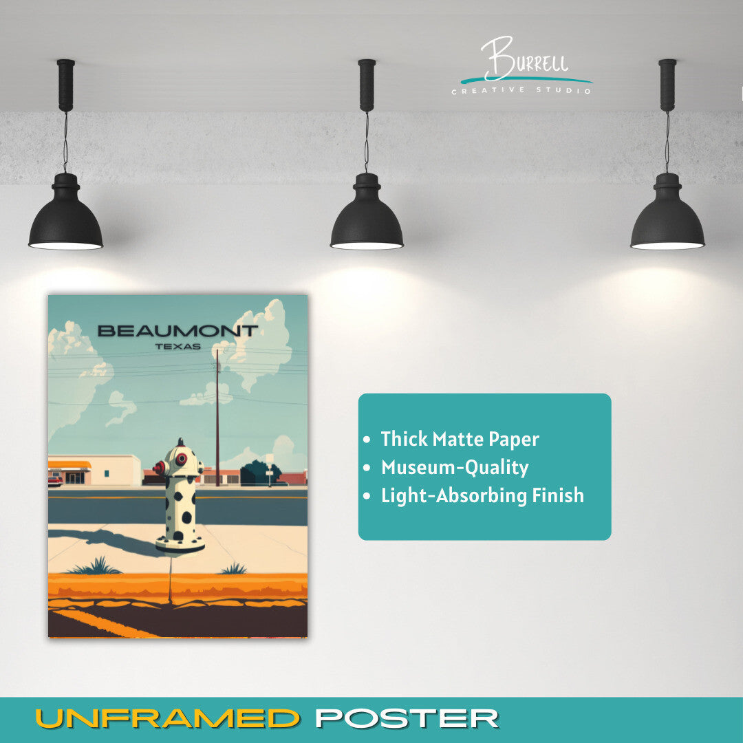 Beaumont Texas Unique Fire Hydrants Travel Poster & Wall Art Poster Print