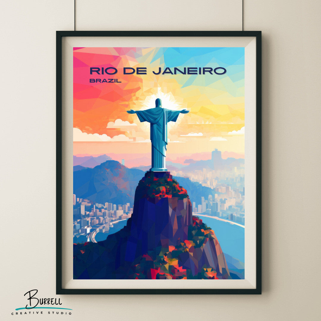 Rio Brazil Christ The Redeemer Travel Poster & Wall Art Poster Print