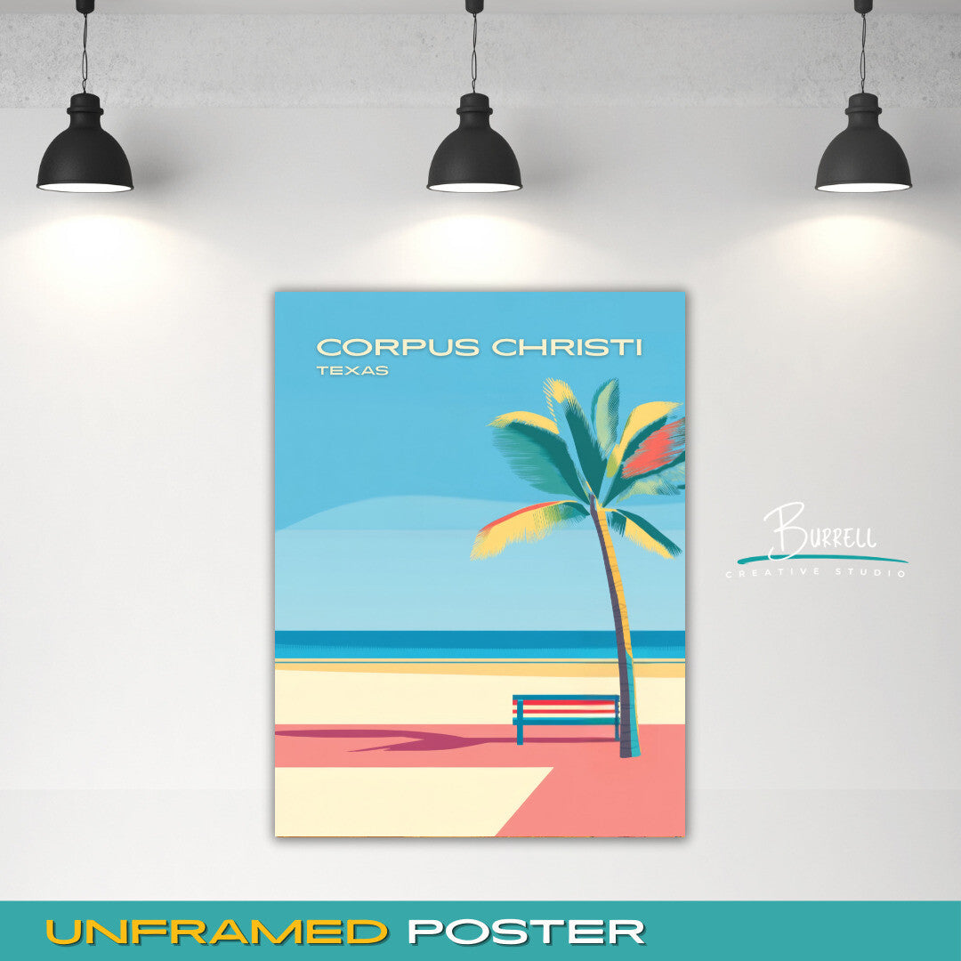 Corpus Cristi Texas Beach Vibes Travel Poster & Wall Art Poster Print