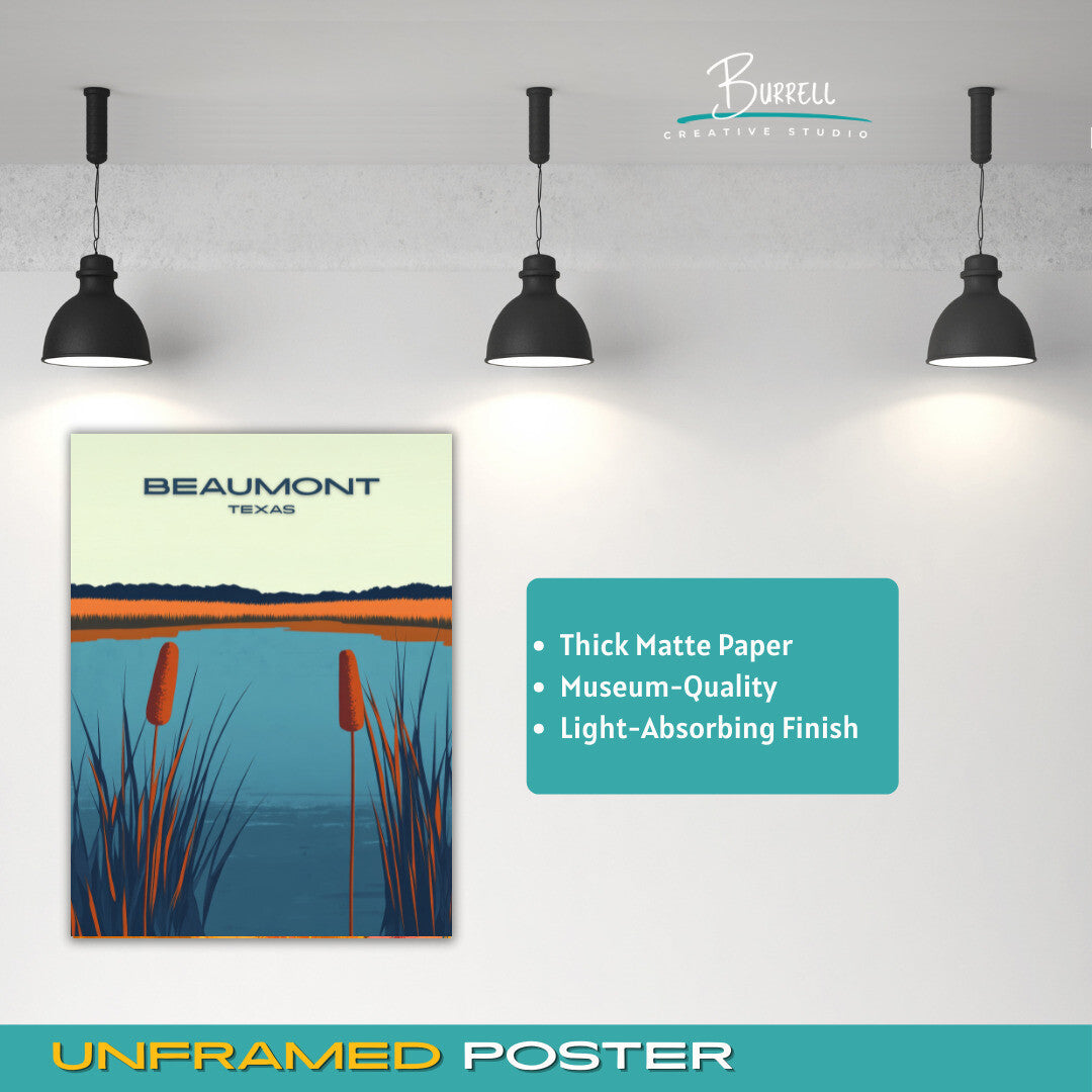 Beaumont Texas Cattail Marsh Travel Poster & Wall Art Poster Print