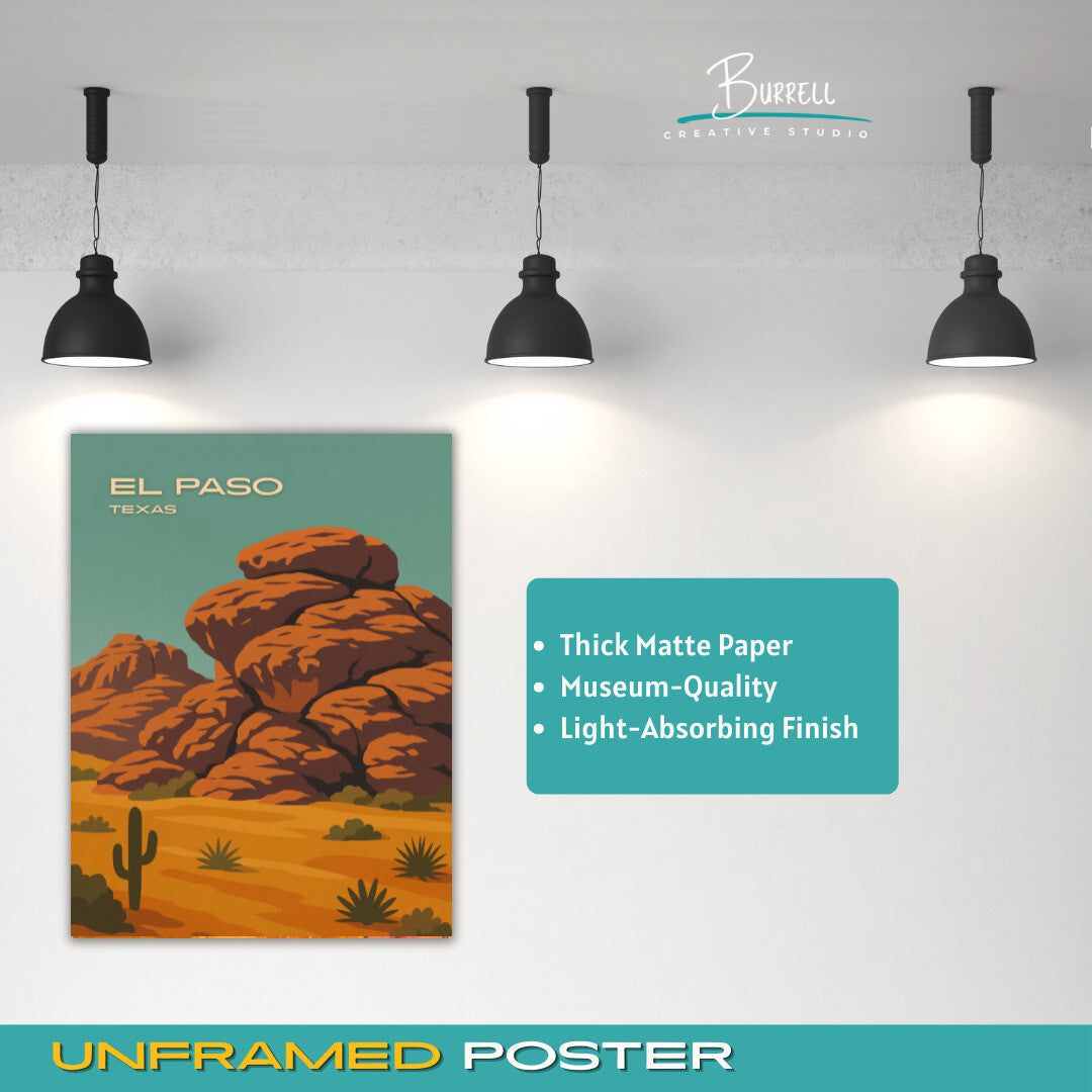 El Paso Texas Hueco Tanks Travel Poster & Wall Art Poster Print