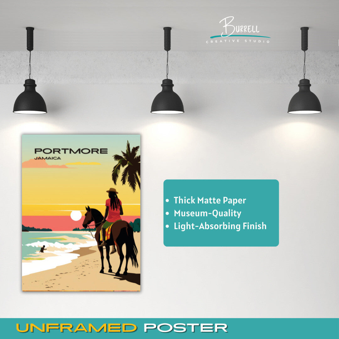 Portmore Jamaica Hellshire Beach Travel Poster & Wall Art Poster Print