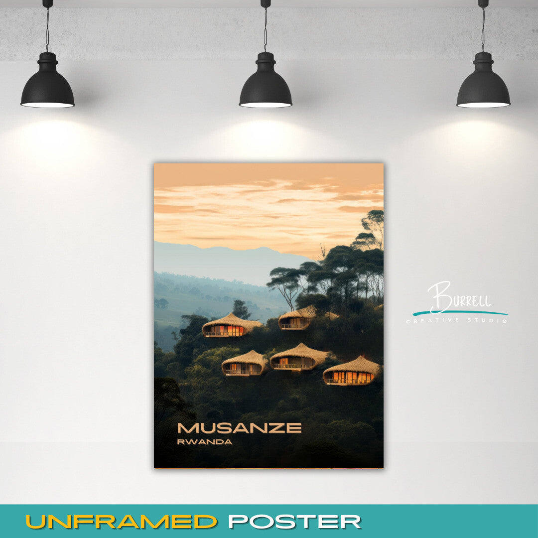 Musanze Rwanda Bisate Lodge Travel Poster & Wall Art Poster Print