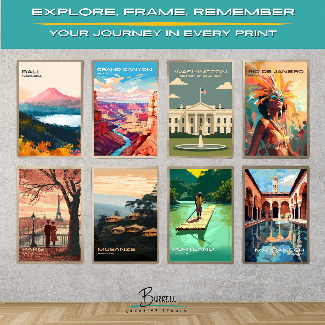 Washington District Of Columbia White House Scenery Travel Poster & Wall Art Poster Print