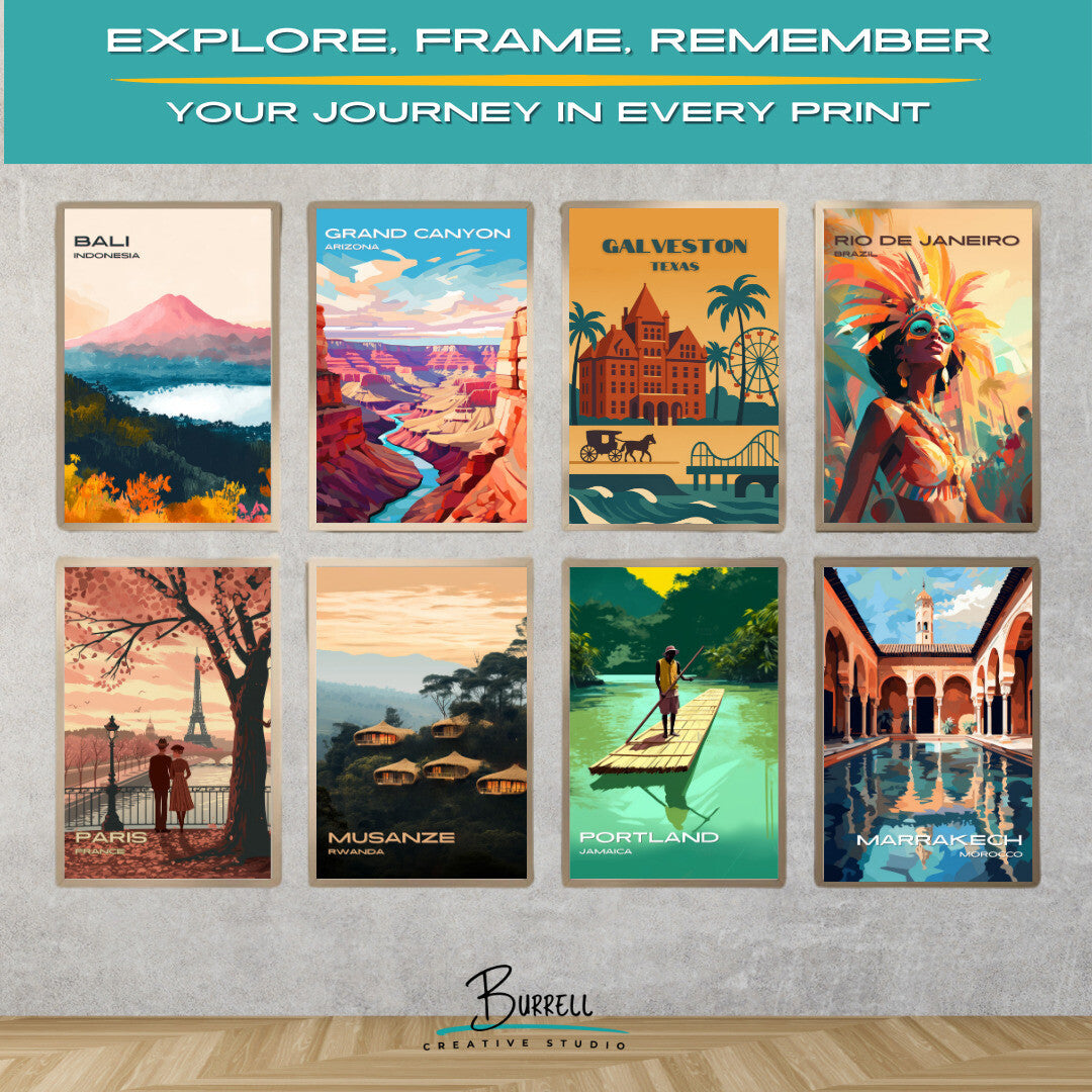 Galveston Texas Unique Attractions Travel Poster & Wall Art Poster Print