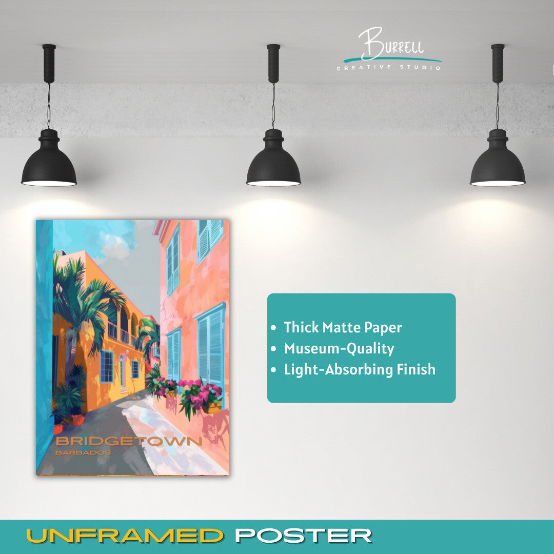Bridgetown Barbados Island Life Travel Poster & Wall Art Poster Print